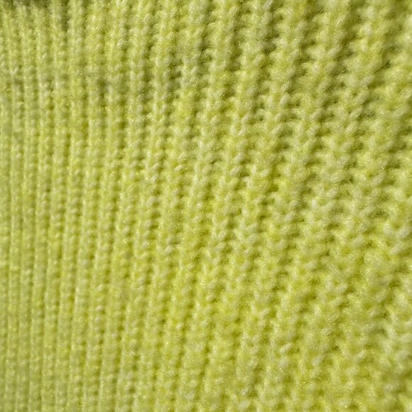 Bright Yellow Ribbed Mock Neck Sweater - Large - Picture 8 of 10